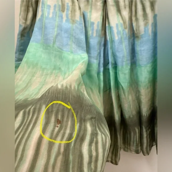 Bandolino Silk Green and Blue A-Line Pleated Skirt - Picture 10 of 11